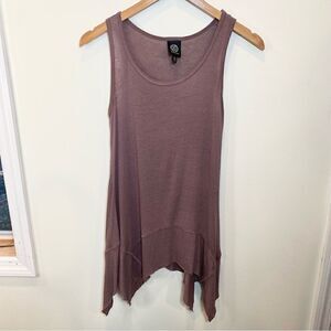 Bobeau eggplant purple flax blend asymmetrical sleeveless knit blouse XS